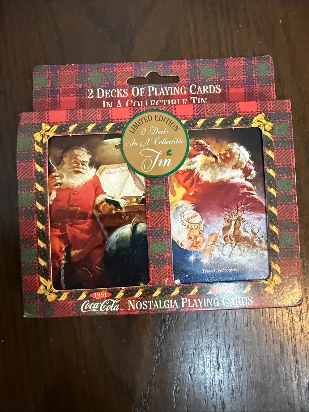 Coca-Cola Nostalgia Playing Cards 1997 Santa Claus Limited Edition Tin 2 Decks